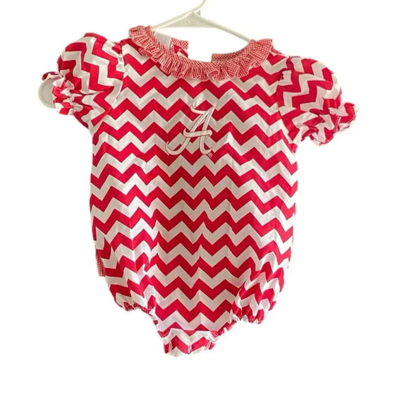 Vive La Fete Red White Alabama roll tide Chevron Bubble One Piece Size 18 Months - Picture 1 of 4